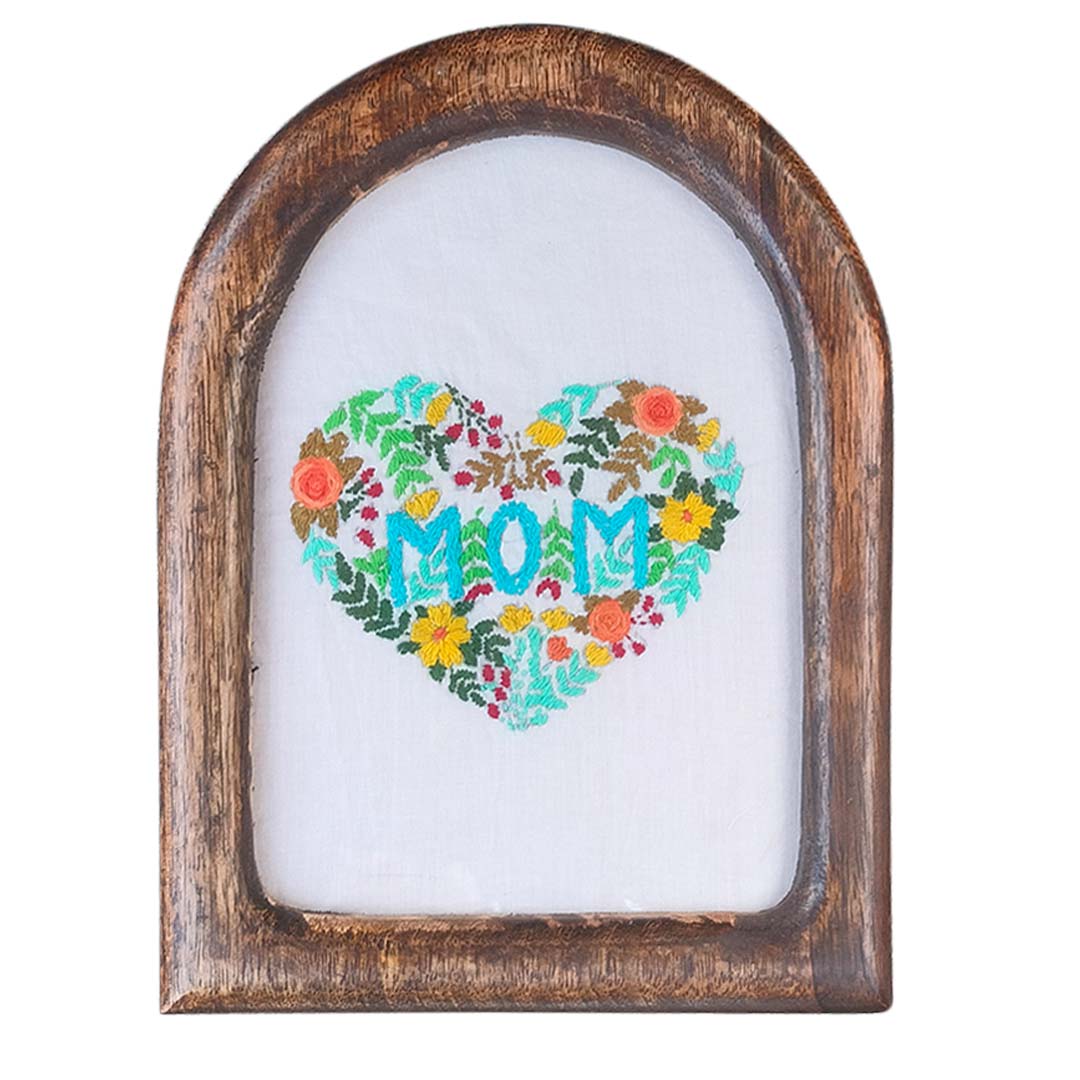 Craftooba Hand Crafted Embroidered Artwork | Crafted by Rural Bengal Women | Wooden U-Frame for Wall & Shelf Décor