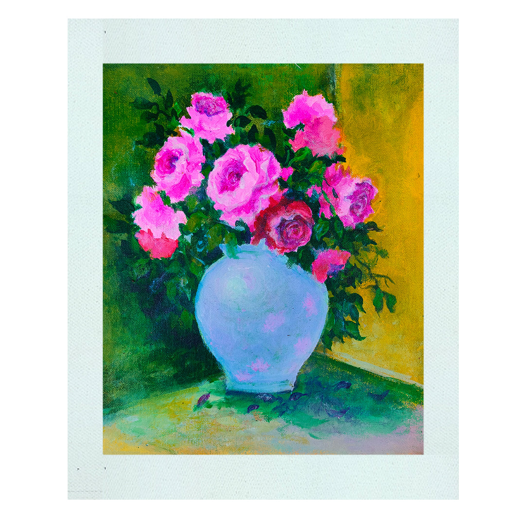 Craftooba Unframed Original Canvas Paintings Flower vase | Paintings | Handpainting | Canvas painting | Unframed | Original Painting |