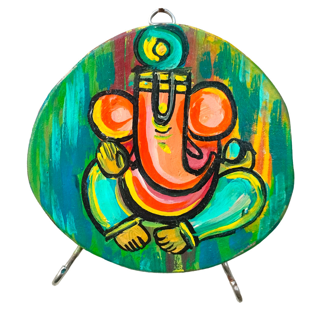Product image Craftooba Spiritual Handcrafted Wooden Wall Mounted Hooks | Home &Office Decor | Handpainted Key Holder | Mask Holder | Decorative Wooden Key Holder Ganesha