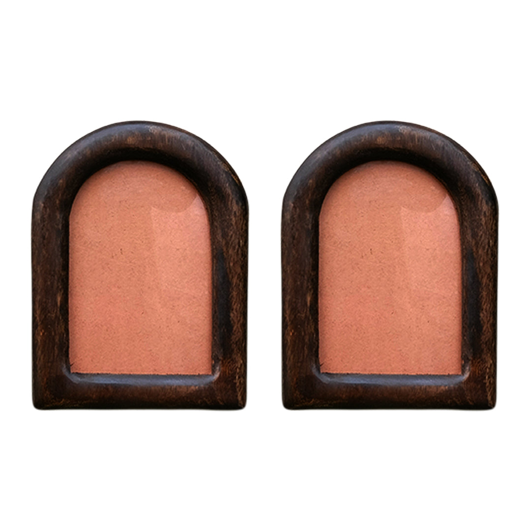 Craftooba Handcrafted Wooden Set of 2 U Shaped Photo Frames | Dual Display – Wall Hanging & Table Top | Rustic Home Decor & Gifting for Birthday, Anniversary, Housewarming |