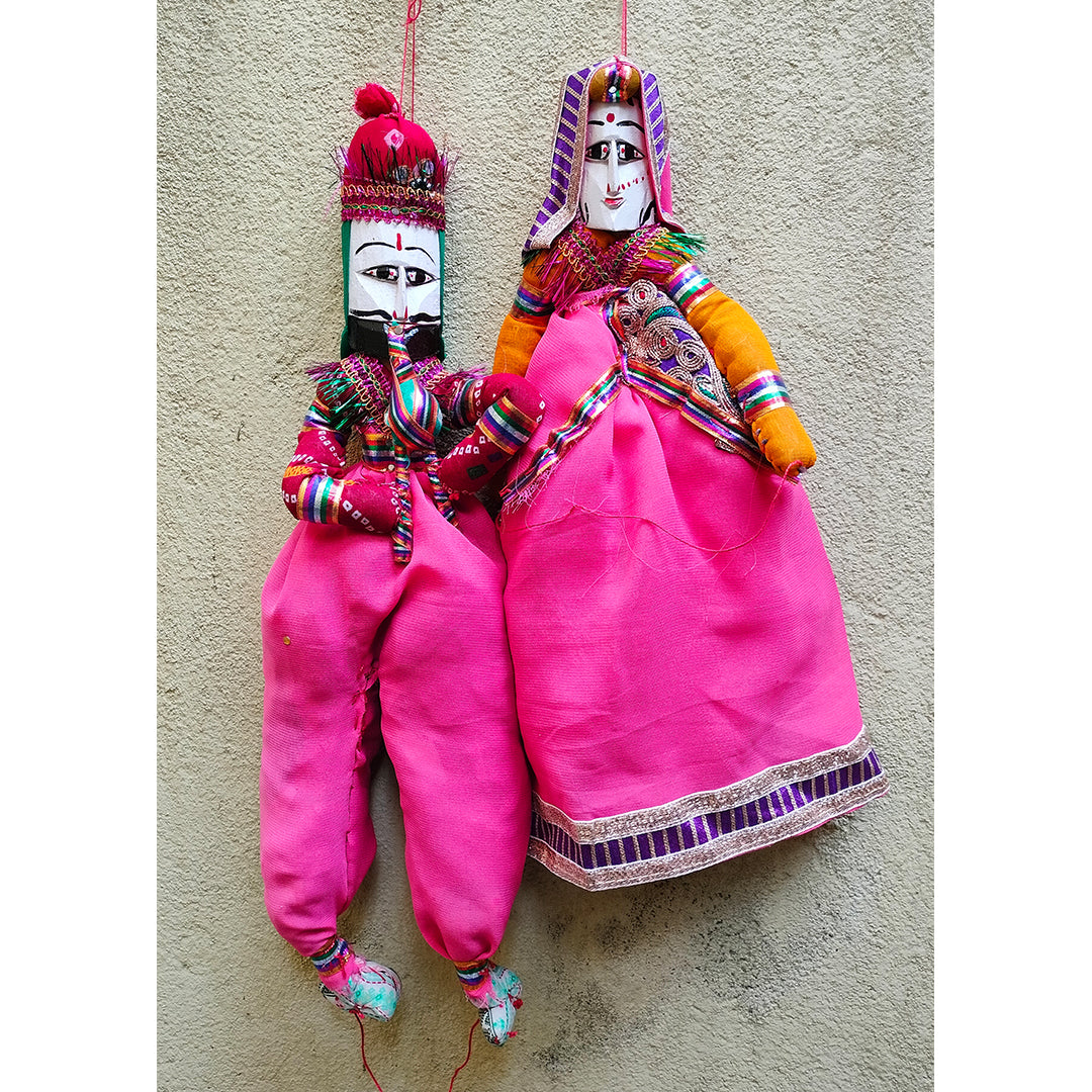 Craftooba Traditional Indian Puppets,Dolls, Vintage Rajasthani,Handmade Gypsy Dolls,String,Bohemian Home