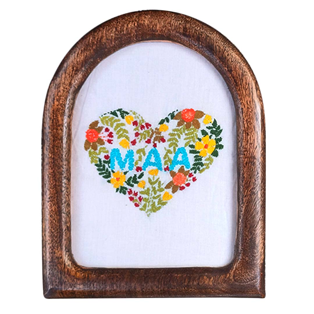 Craftooba Hand Crafted Embroidered Artwork | Crafted by Rural Bengal Women | Wooden U-Frame for Wall & Shelf Décor
