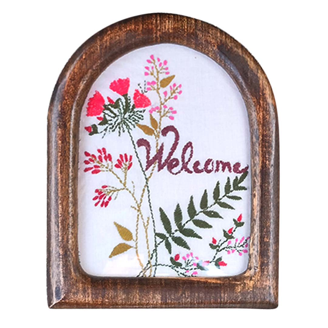 Craftooba Hand Crafted Embroidered Artwork | Crafted by Rural Bengal Women | Wooden U-Frame for Wall & Shelf Décor