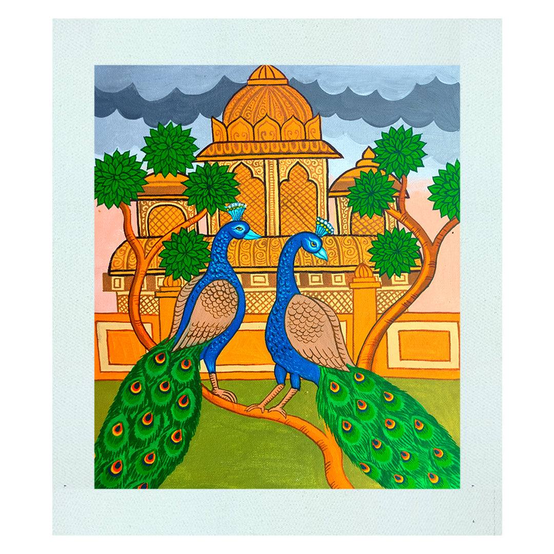 Craftooba Unframed Original Canvas Paintings Peacock | Paintings | Handpainting | Canvas painting | Unframed | Original Painting |