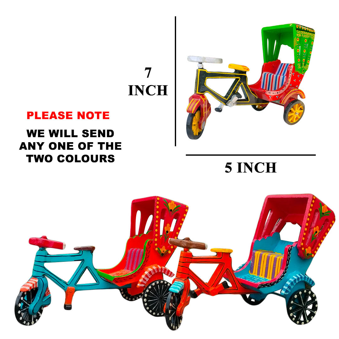 Craftooba Handpainted Wooden Transport Table Decor | Vibrant Indian Vintage Auto Rickshaw, Cycle Rickshaw, Scooter & Truck Miniatures | Traditional Showpiece for Home, Living Room & Office Desk Decor