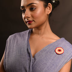 PushpaKatha – Rakta Jaba Brooch | Hand Embroidered Indo-Western Hibiscus Lapel Pin