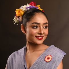 PushpaKatha – Rakta Jaba Brooch | Hand Embroidered Indo-Western Hibiscus Lapel Pin