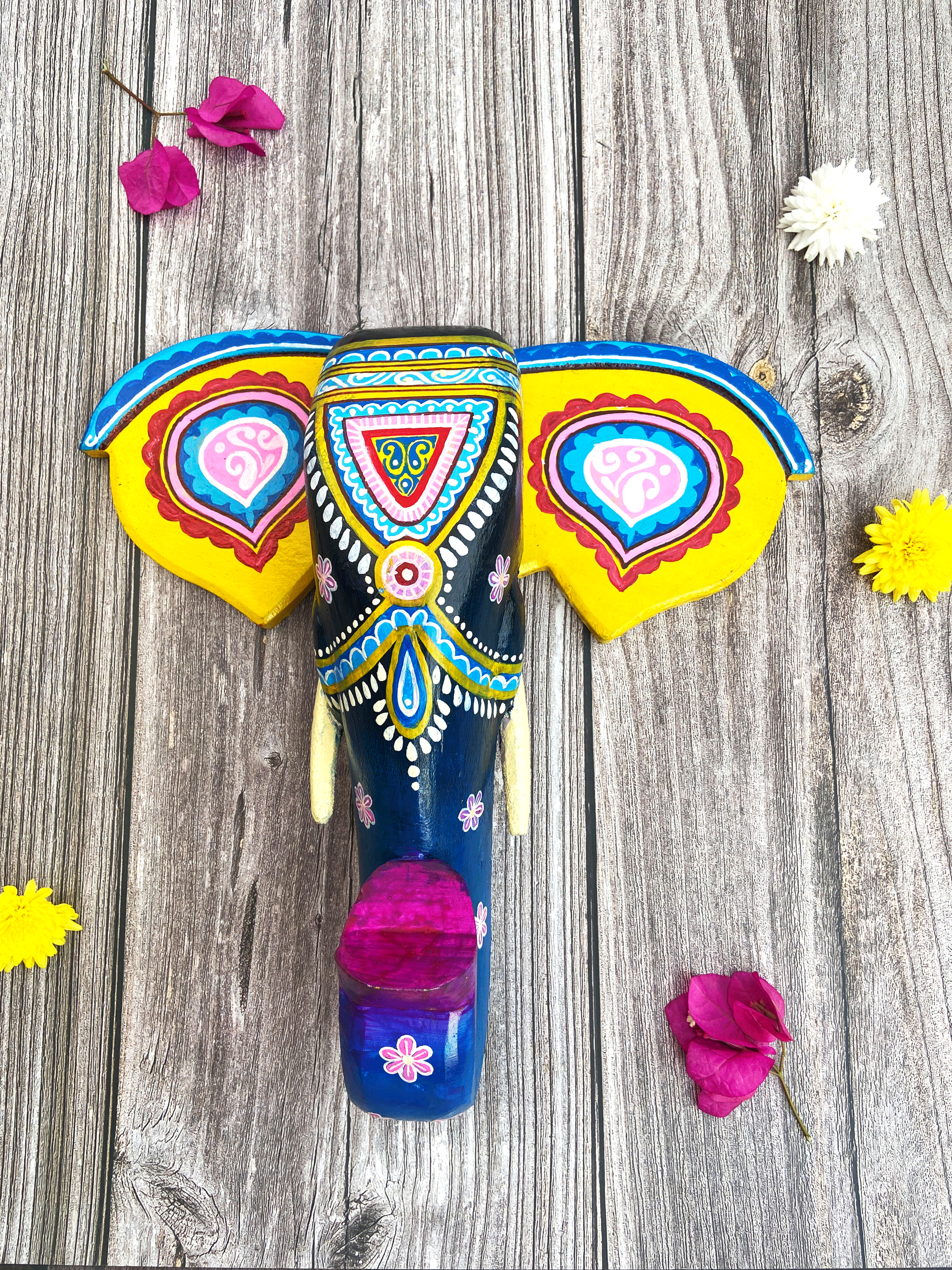 Wooden Hand painted and Hand crafted decorative beautiful Elephant head wall hangings | Home Decor, Christmas Decor, Christmas Gifts | Wall hangings, Wall Decor | Size 10inches (Navy Blue)