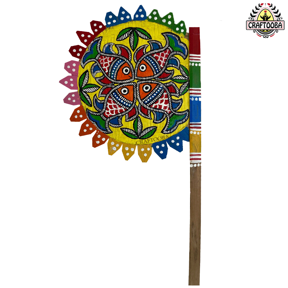 Cane handpainted hatpakha hand fan art – 8.5 inches | Cane handpainted hatpakha hand fan decor