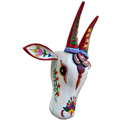 10-Inch Hand-Carved & Hand-Painted Cow head
