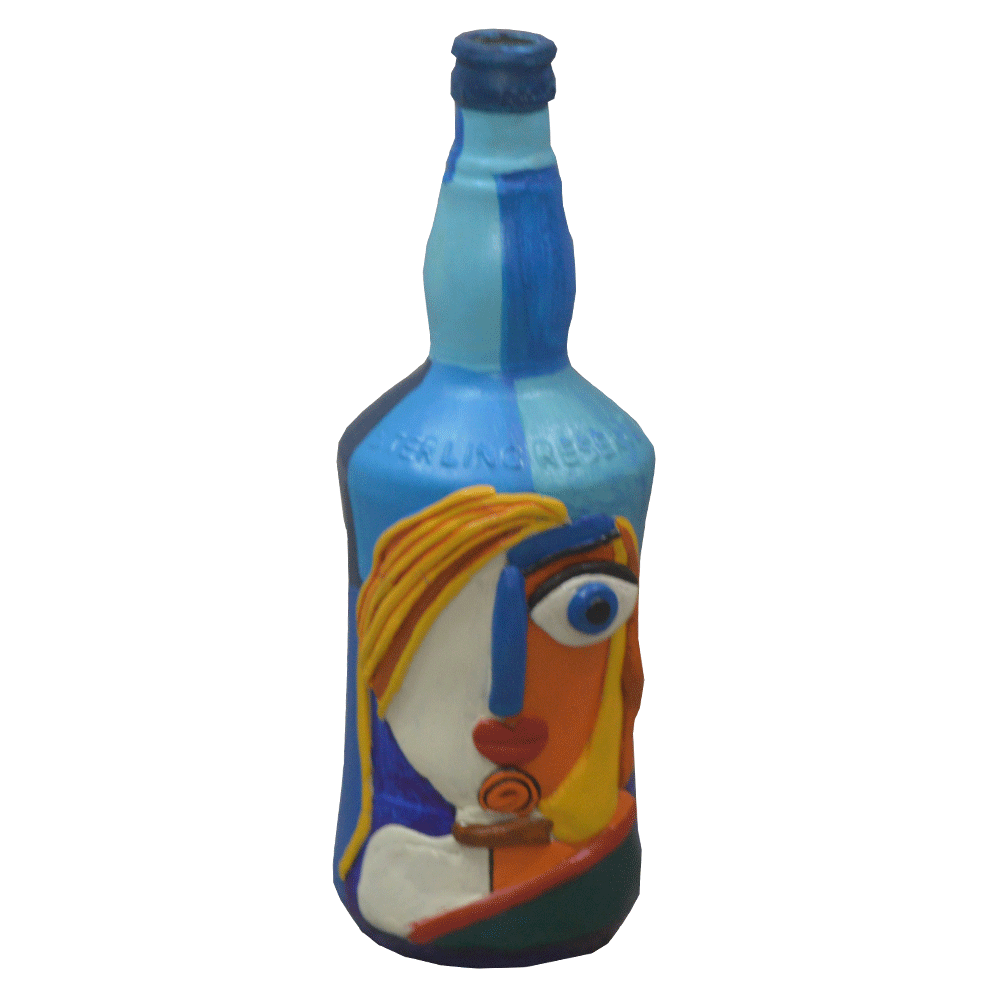 Glass handpainted bottle art – 12inches | Glass handpainted Bottle decor