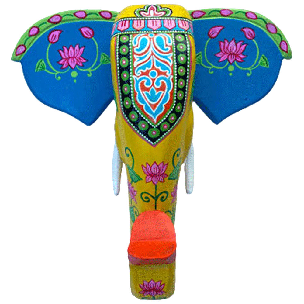 Hand-Carved & Hand-Painted Wooden Elephant Head | 10 Inches | Vastu Positive Decor | Symbol of Power and Protection
