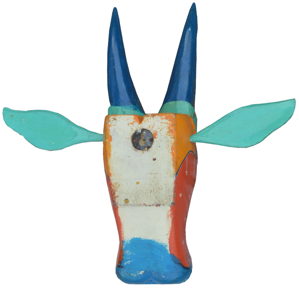 Hand-Carved & Hand-Painted Wooden Cow Head | Radha Krishna | 15 Inches | Orissa Pattachitra Art | Vastu Decor | Oachira Festival Inspired