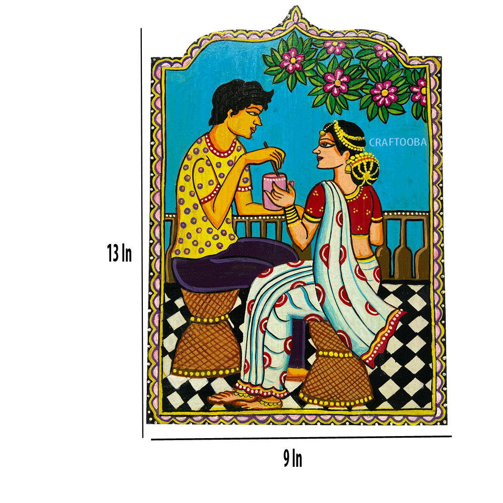 Romantic Couple with coffee mug wall plate | Wall Decor | Size 13 inches