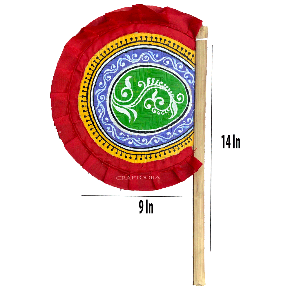 Cane handpainted hatpakha hand fan art – 8.5 inches | Cane handpainted hatpakha hand fan decor