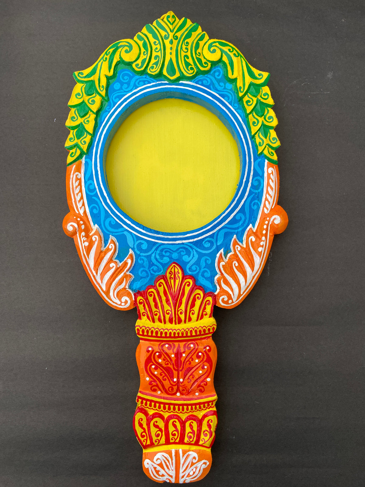 Wooden hand-painted mirror | wall frame 18″ in(L) x 8″ in(B)