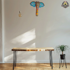 Hand-Carved & Hand-Painted Wooden Elephant Head | 10 Inches | Vastu Positive Decor | Symbol of Power and Protection